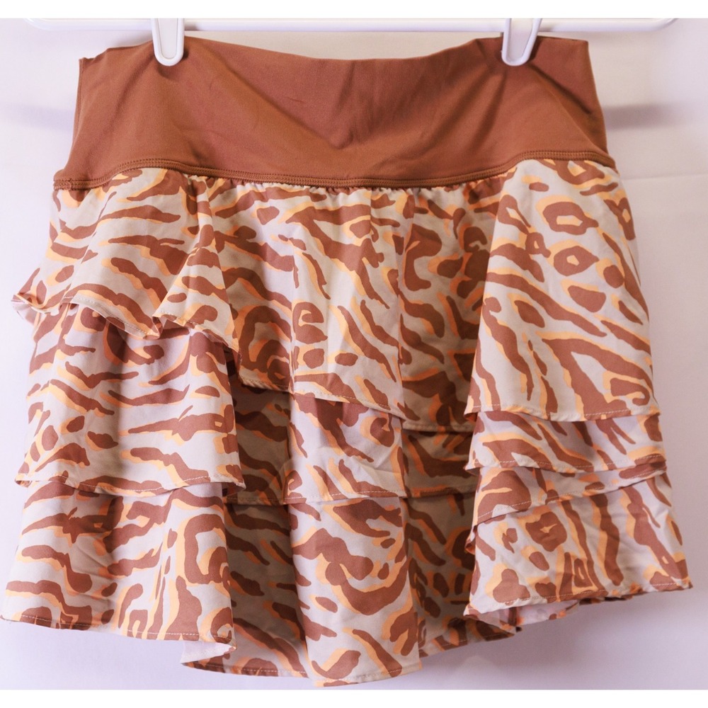 OFFLINE Aerie Ruffle Skirt Tennis Skort Maggie Leopard Brown Fairy Mini Large‎